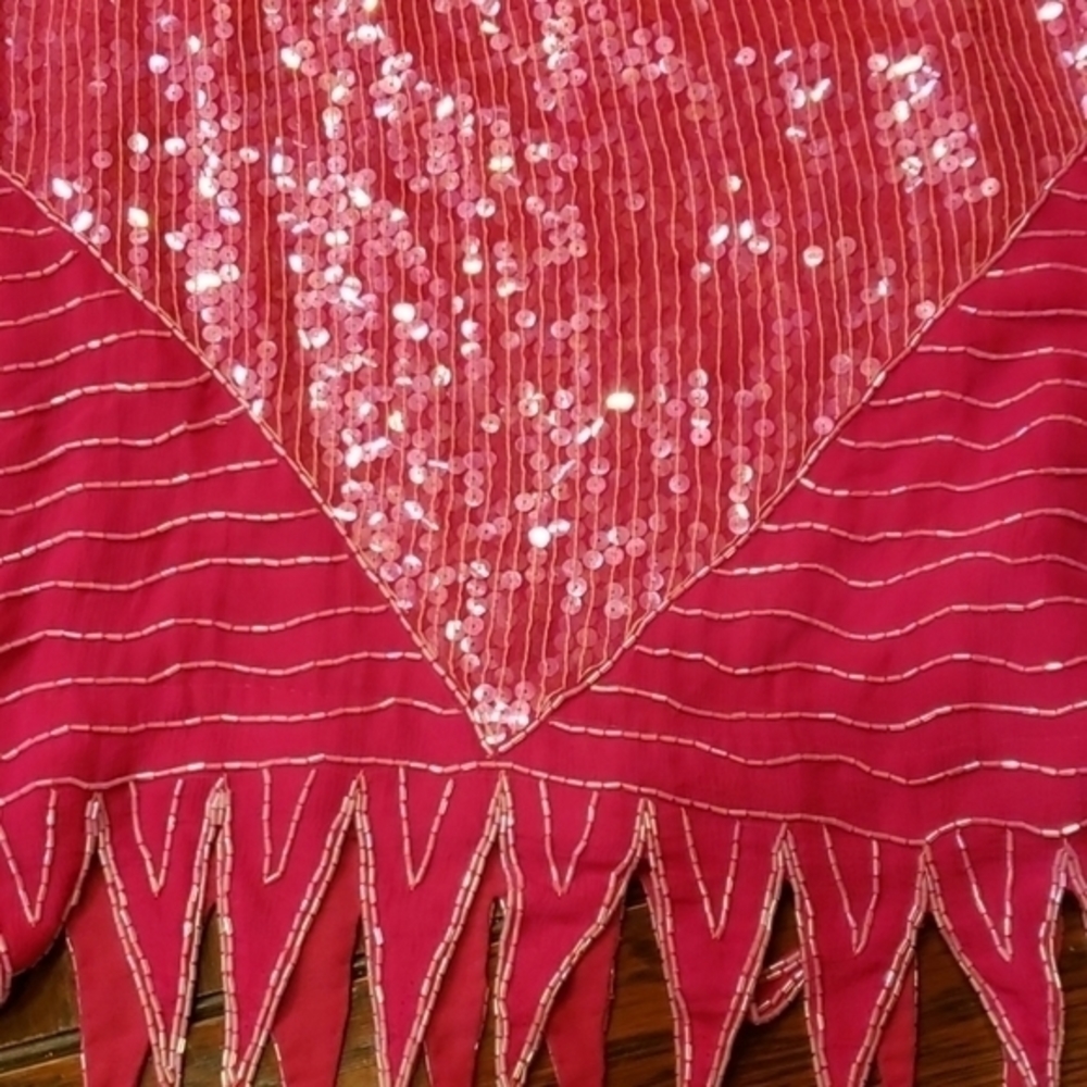 NWT DOMINIQUE 100% SILK VTG PINK SEQUIN BEADED COCKTAIL BLOUSE Size Large - Picture 8 of 8